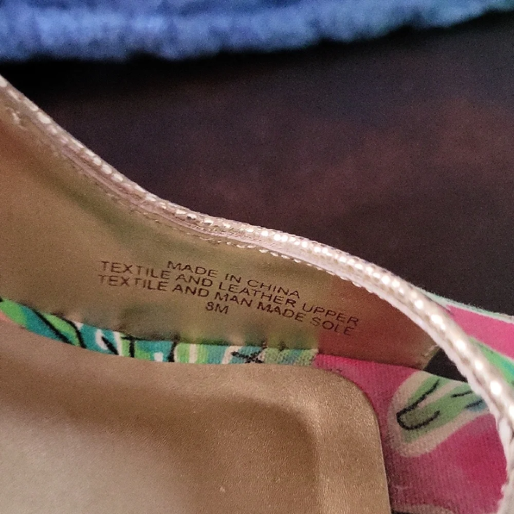 Lilly Pulitzer Vibrant Pink and Green Peep-Toe Wedges - Picture 4 of 4